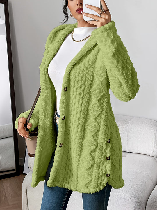 Lässiger Teddy-Mantel mit Knöpfen für Damen