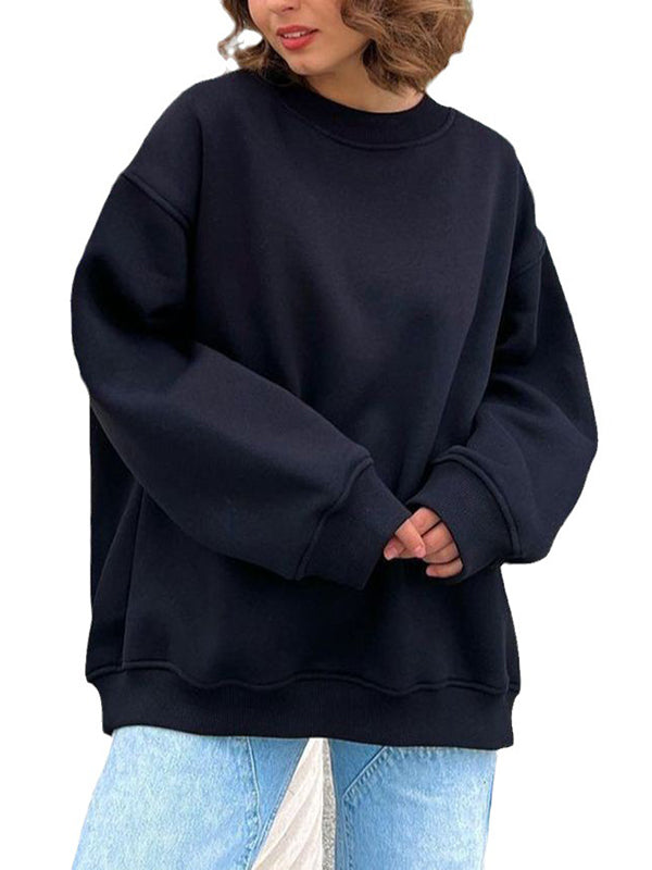 Damen Sweatshirt Locker Mit Rundhalsausschnitt