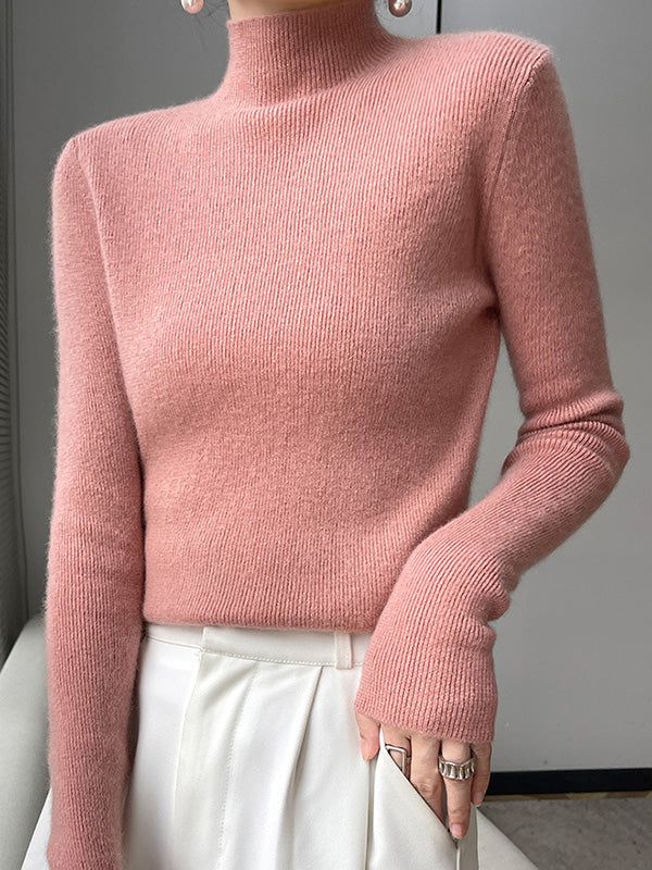 Damen Strickpullover Mit Halbhohem Kragen Und Schmalem Schnitt