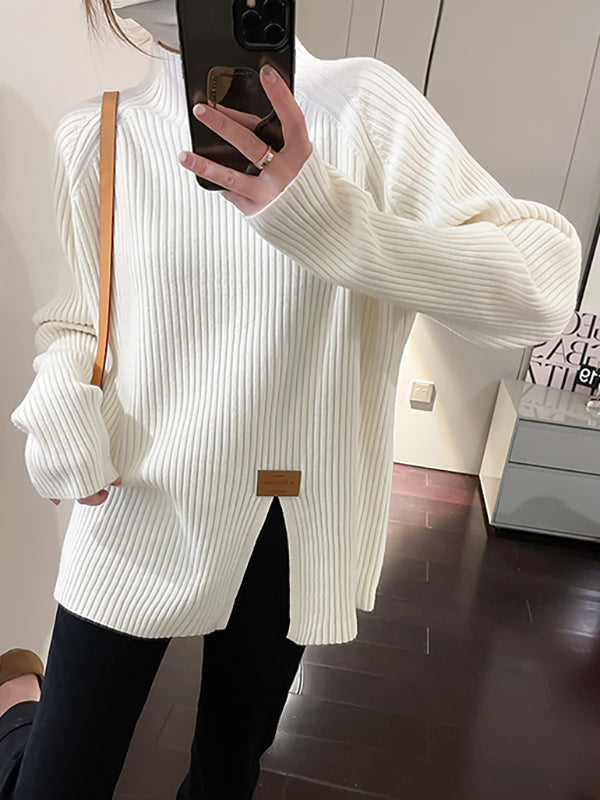 Damen Strickpullover Mit Lockerem Schnitt Und Stehkragen