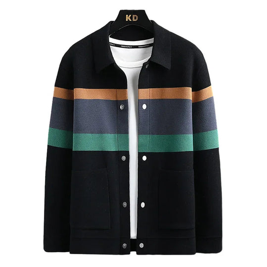 Gestreifte Strickjacke Im Varsity-Stil Für Herren