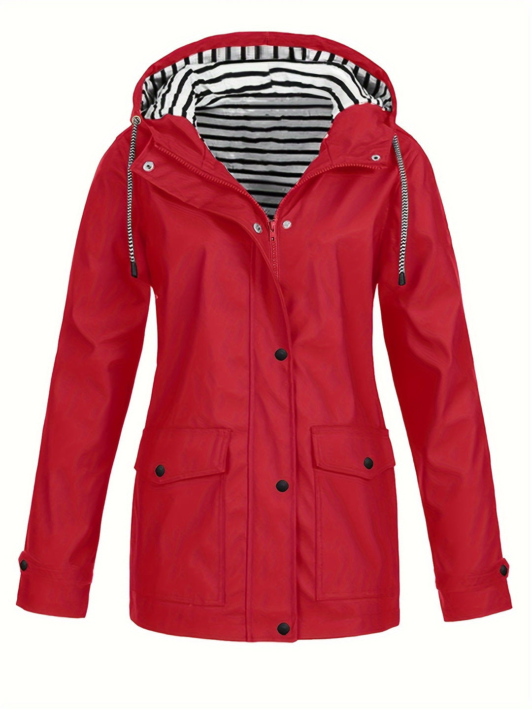 Gestreifte Jacke mit Kapuze und Reißverschluss für Damen