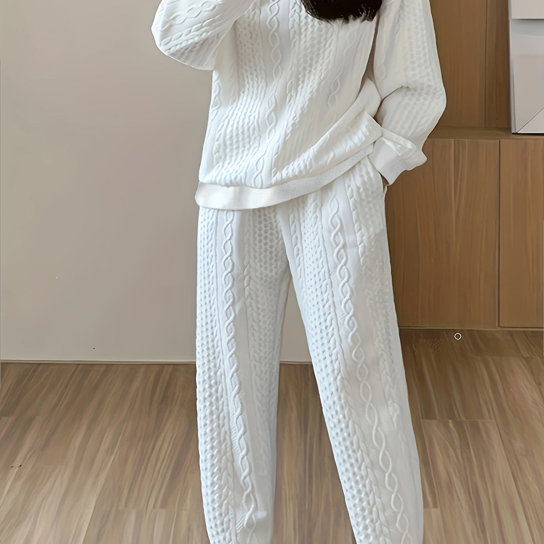 Zweiteiliges Strickset mit Zopfmuster für Damen