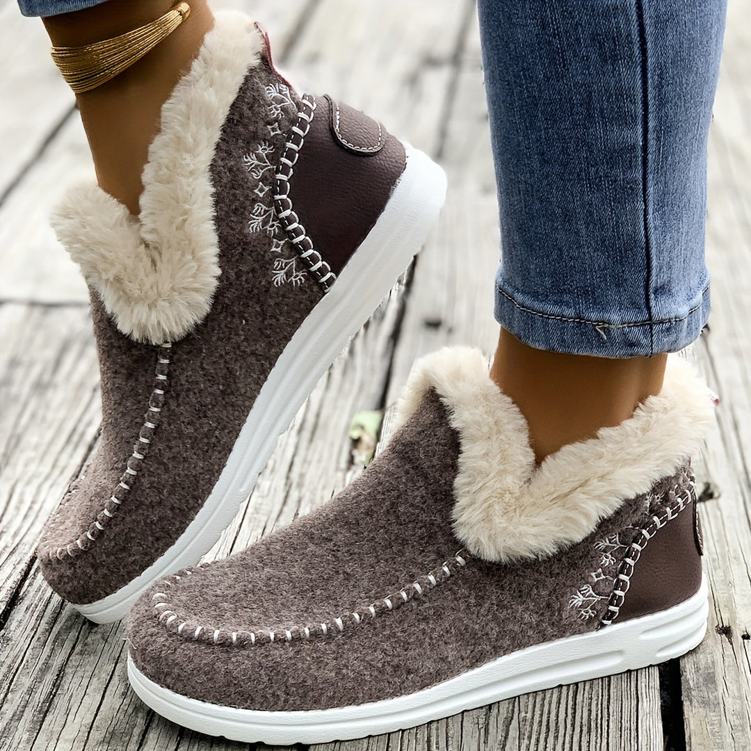 Gefütterte Slip-On Winterhausschuhe mit Profilsohle für Damen