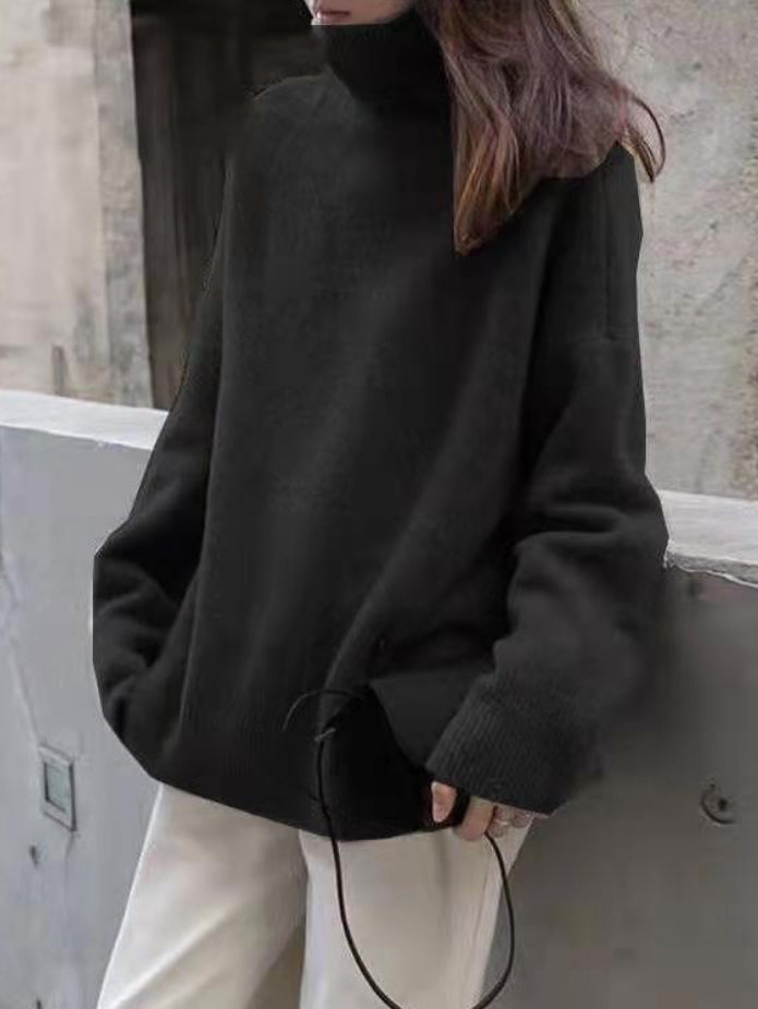 Damen Rollkragenpullover Mit Lockerem Schnitt