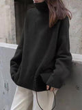 Damen Rollkragenpullover Mit Lockerem Schnitt