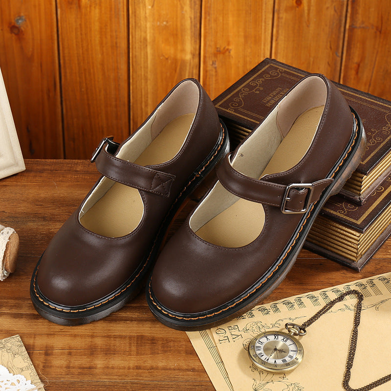 Damen Mary Jane Retro Schuhe Mit Niedrigem Absatz