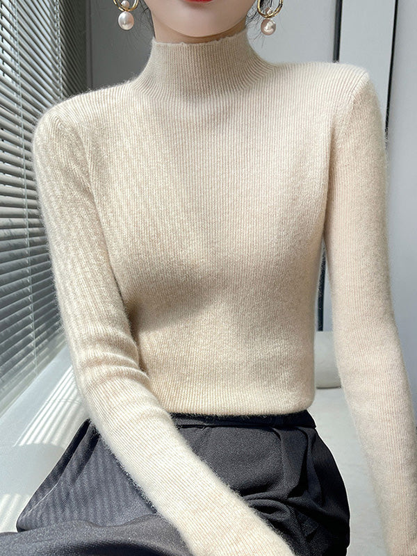 Damen Strickpullover Mit Halbhohem Kragen Und Schmalem Schnitt