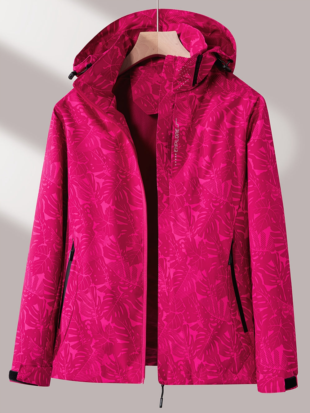 Camouflage Outdoorjacke mit abnehmbarer Kapuze für Damen