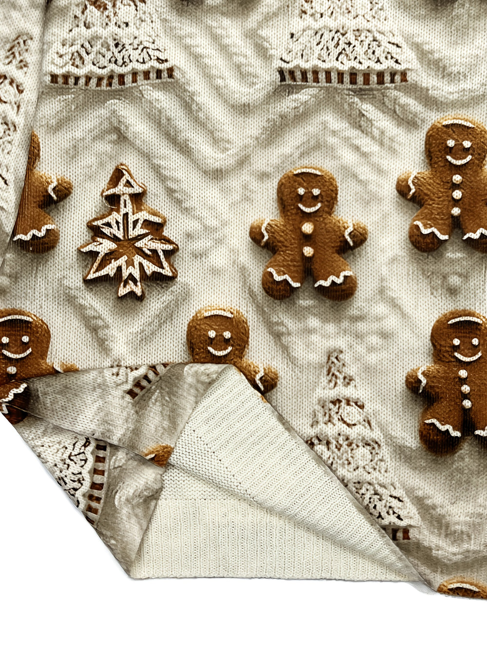 Weihnachtspullover mit Lebkuchen- und Tannenbaum-Motiv für Damen