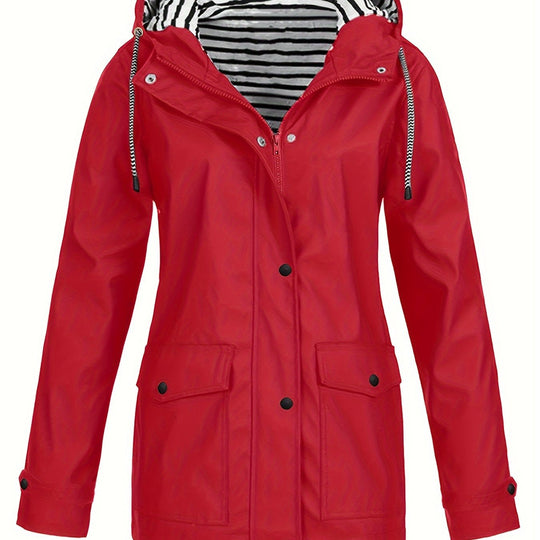 Gestreifte Jacke mit Kapuze und Reißverschluss für Damen