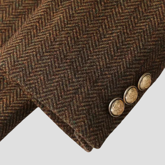 Damen Tweed Mantel Mit Doppelreihigem Design
