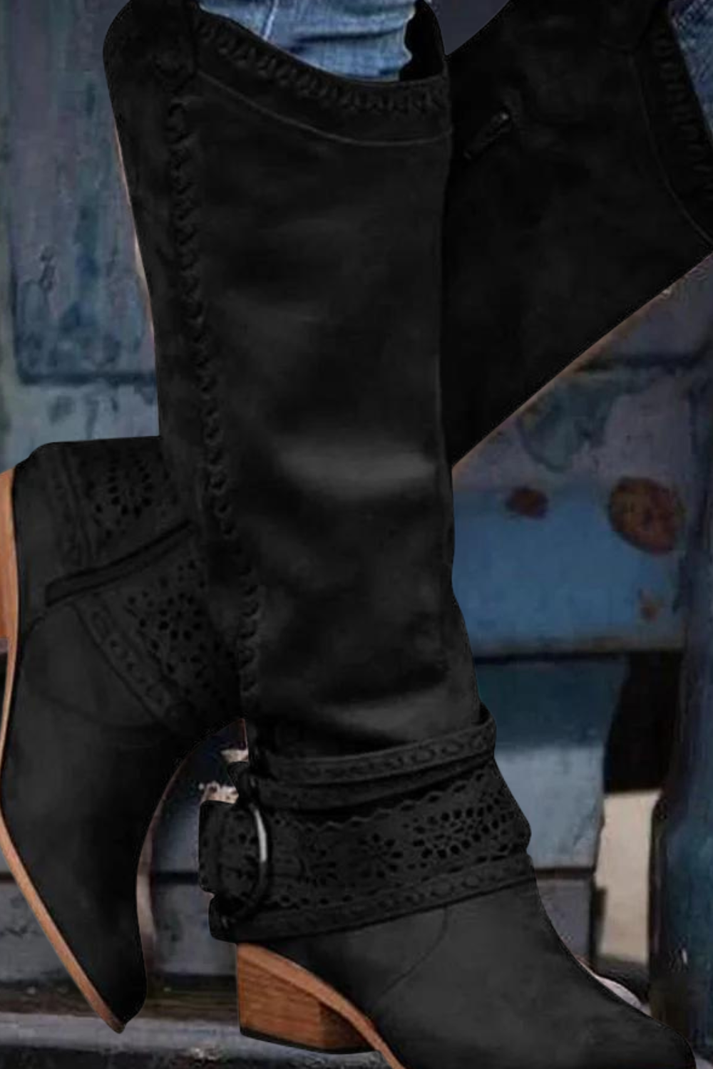 Damen Lederstiefel Im Vintage Design