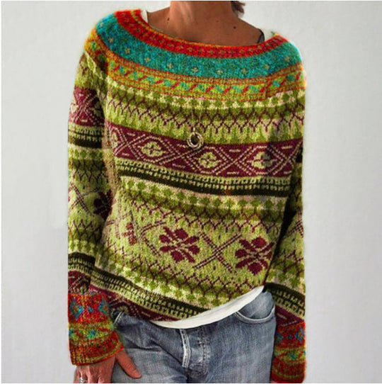 Damen Retro Pullover Mit Vintage Design