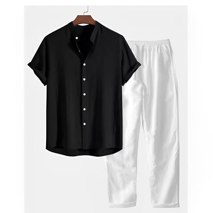Herren Freizeit Leinen Hemd und Hose Set für den Sommer