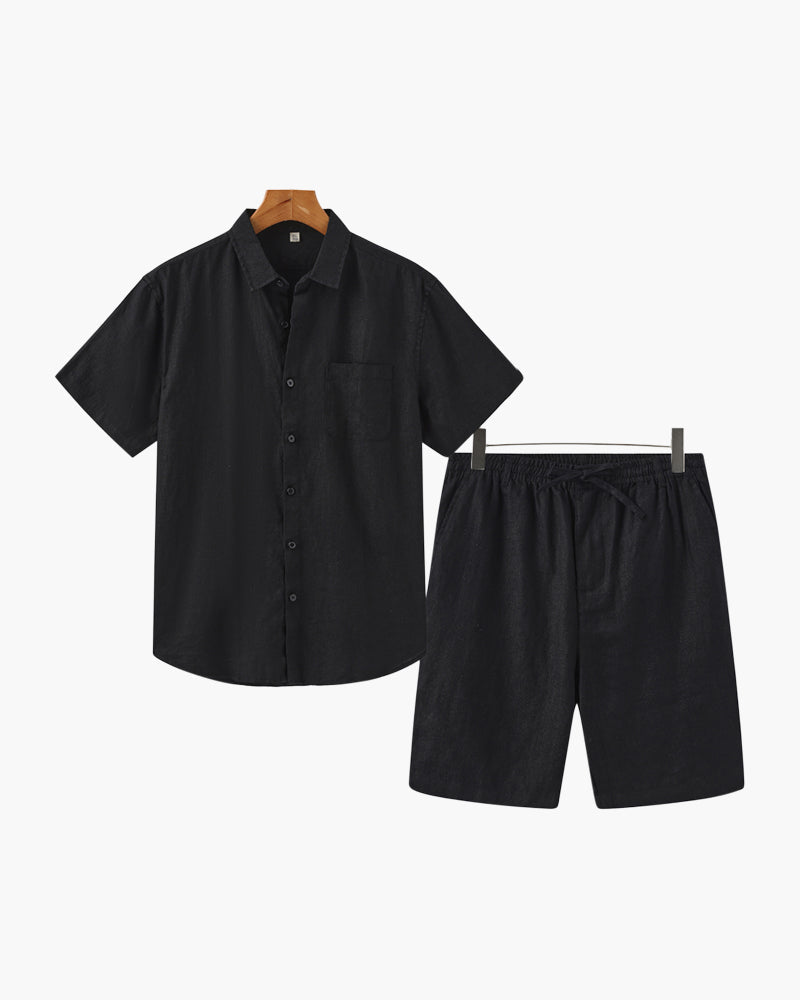 Herren Leinen Set Mit Kurzarmhemd