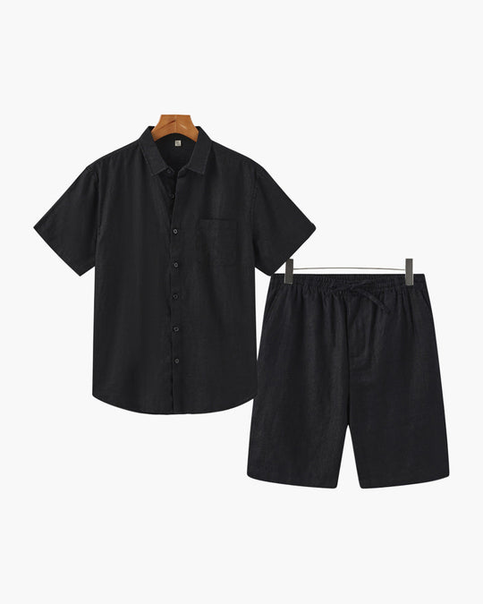 Herren Leinen Set Mit Kurzarmhemd