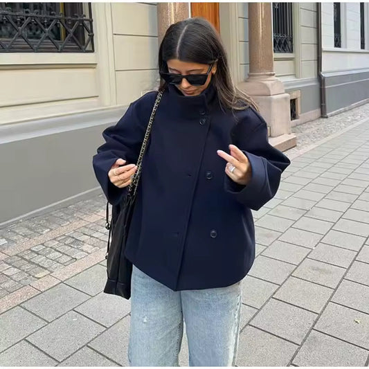 Damen Kurzmantel Mit Doppelreiher Design