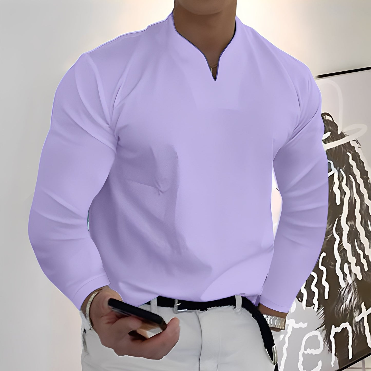 Herren Langarm Freizeitshirt