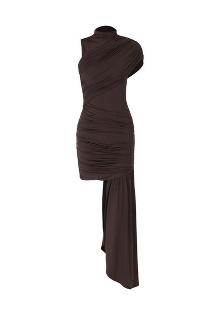 Polyester-Spandex Ein-Schulter Kurzes Kleid