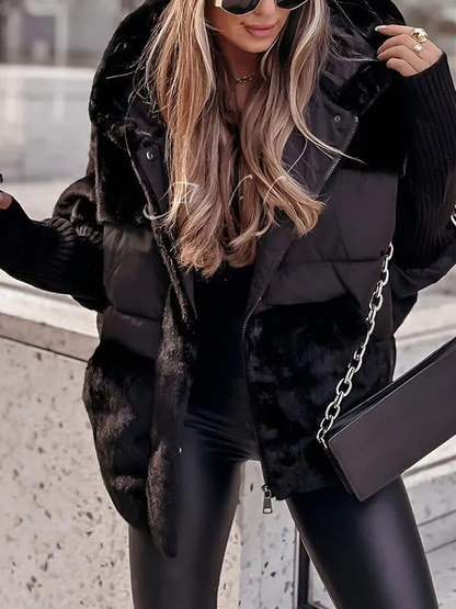 Lässige gefütterte Kapuzenjacke für Damen