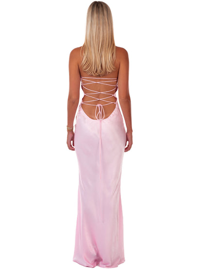 Fließendes Maxikleid in Rosa und Lila