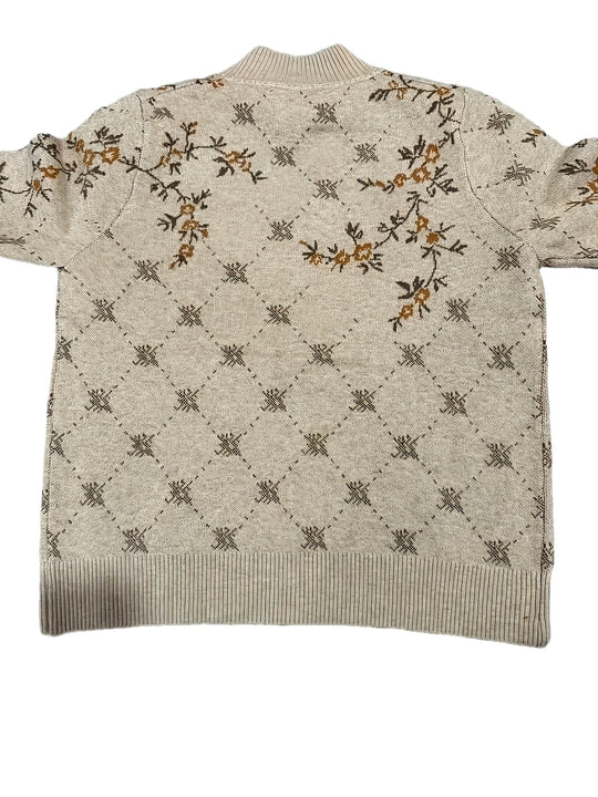 Jacquard Strickjacke mit Reißverschluss und Stehkragen für Damen