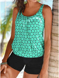 Polka-Dot-Tankini-Badeanzug mit Bauchabdeckung und Shorts