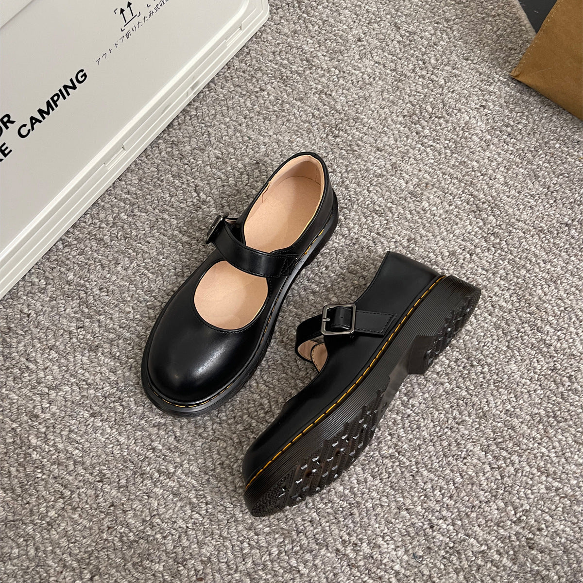 Damen Mary Jane Retro Schuhe Mit Niedrigem Absatz