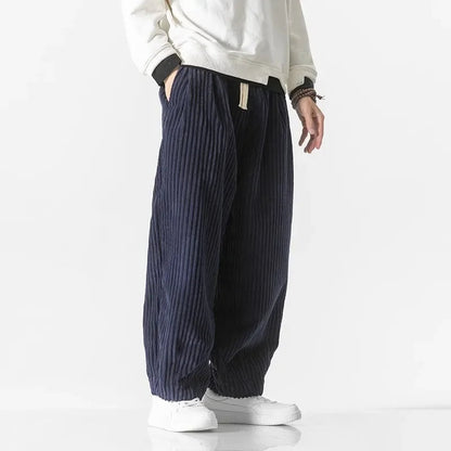 Herren Cordhose Mit Weitem Bein Und Kordelzug