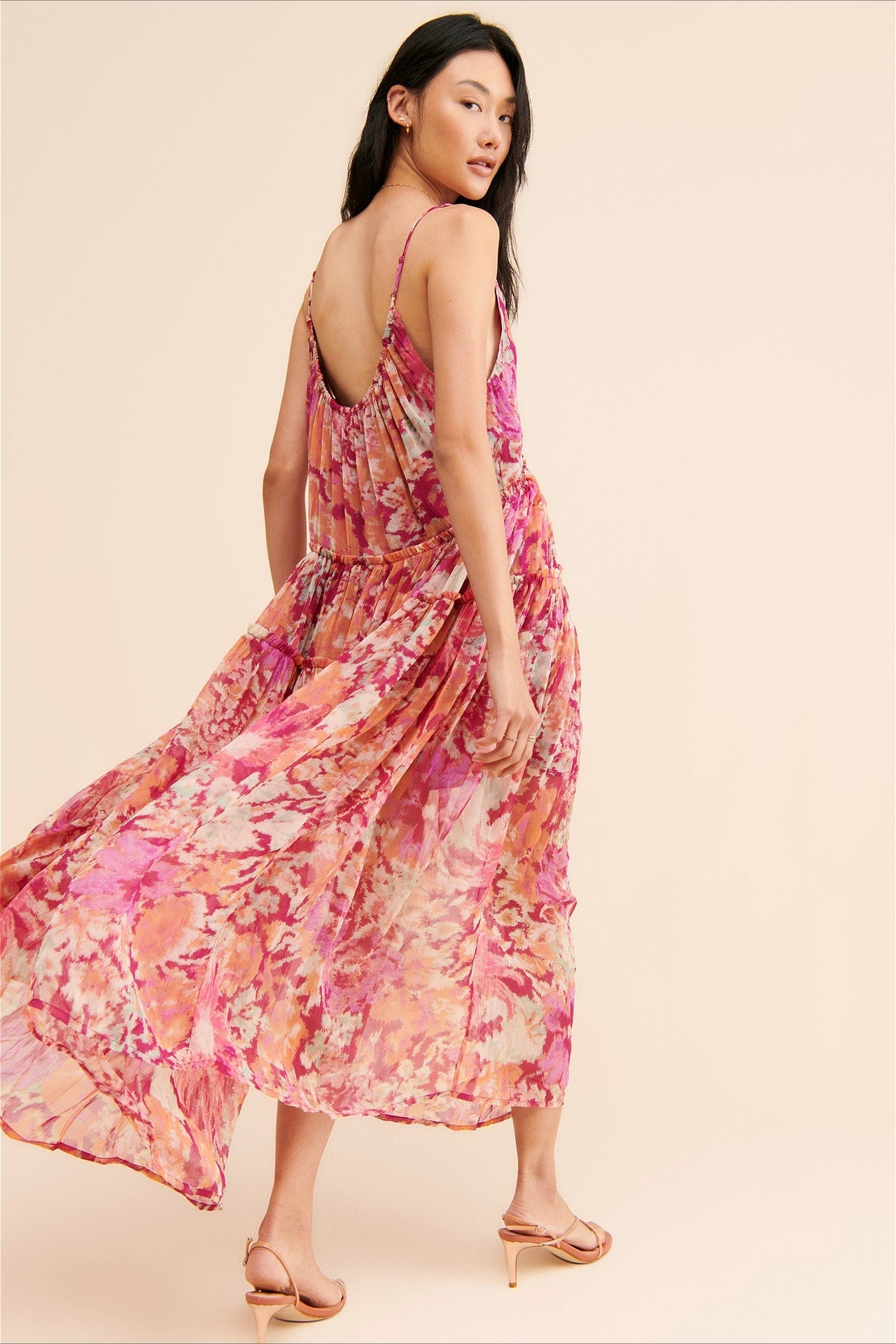 Boho-Maxikleid für Damen mit Blumenprint und fließender Silhouette