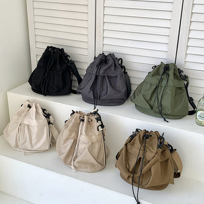 Nylon Kordelzug-Beuteltasche mit abnehmbarem Griff und Schultergurt