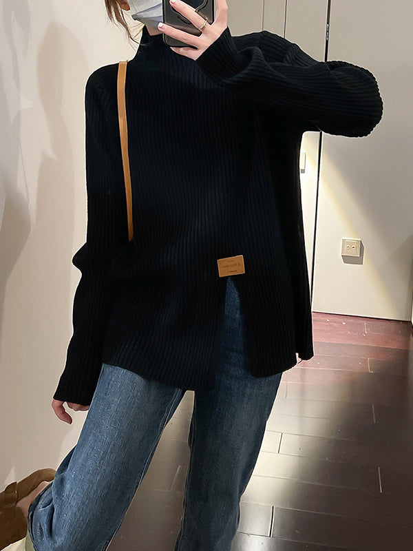 Damen Strickpullover Mit Lockerem Schnitt Und Stehkragen