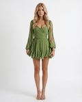 Mini-Kleid mit Rüschensaum und Ballonärmeln für Damen
