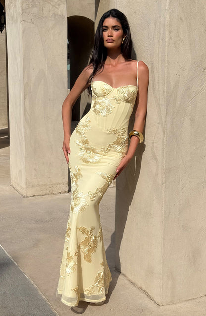 Damen Maxikleid mit Spaghettiträgern Elegantes Sommerkleid für Hochzeitsgäste
