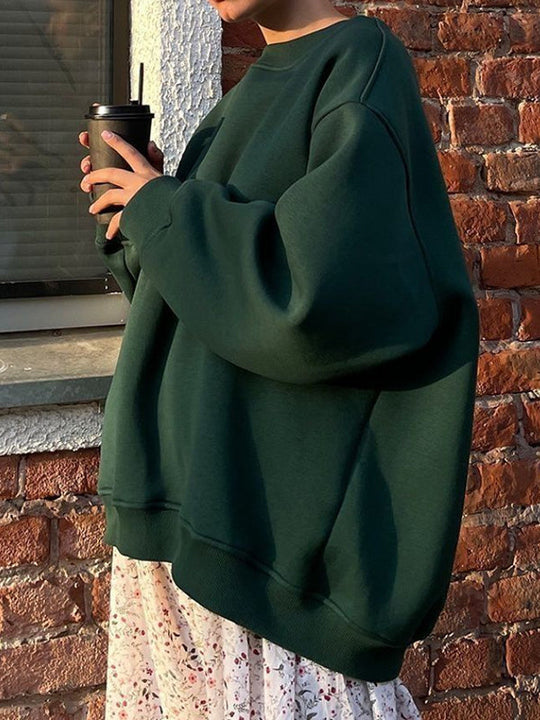 Damen Sweatshirt Locker Mit Rundhalsausschnitt