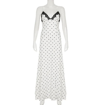 Damen Maxikleid Ärmellos mit Punkten