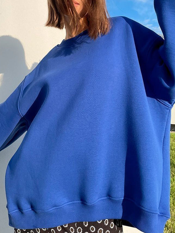 Damen Sweatshirt Locker Mit Rundhalsausschnitt