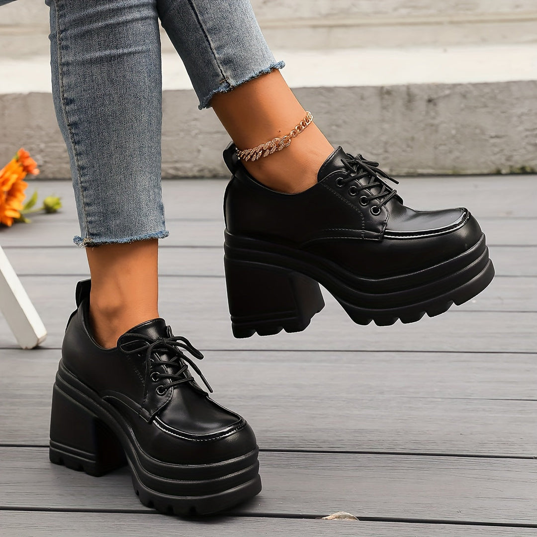 Damen Plateauschnürschuhe Im Retro Design