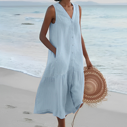 Einfaches Leinen-Sommerkleid für Damen