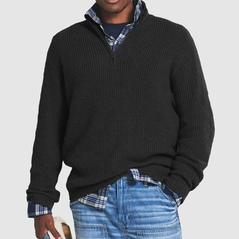 Herren Kaschmirpullover Mit Reißverschluss Im Business Casual Stil