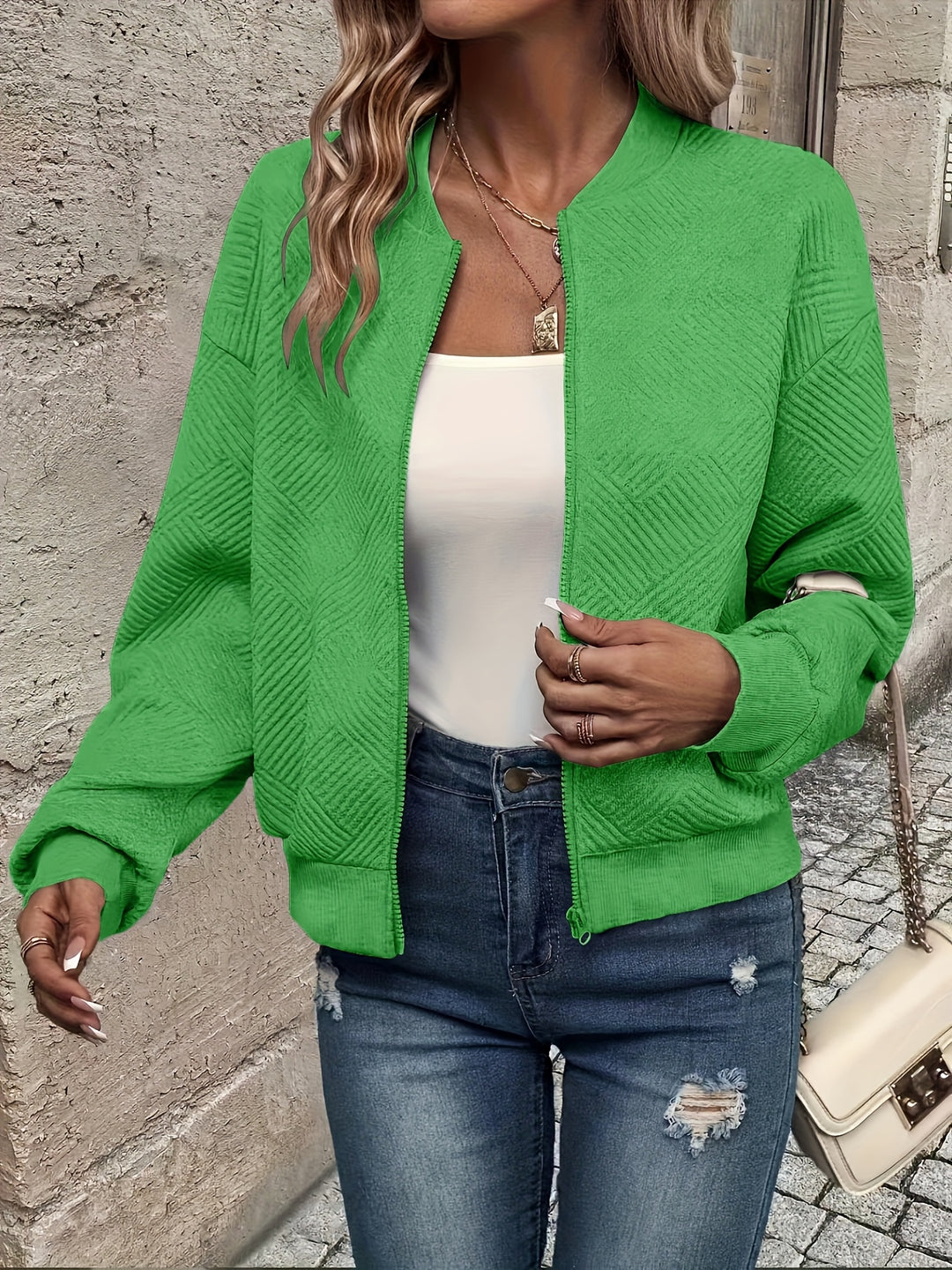 Leichte Übergangsjacke mit Stehkragen und Reißverschluss für Damen