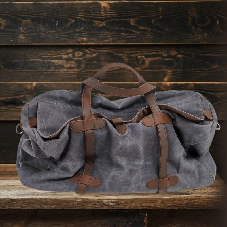 Vintage Reisetasche aus Canvas und Leder für Herren