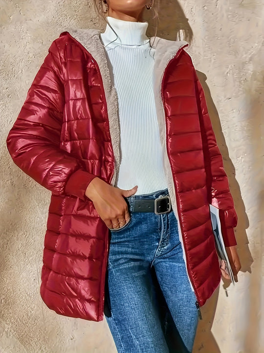 Midi-Steppmantel mit Fleecefutter für Damen