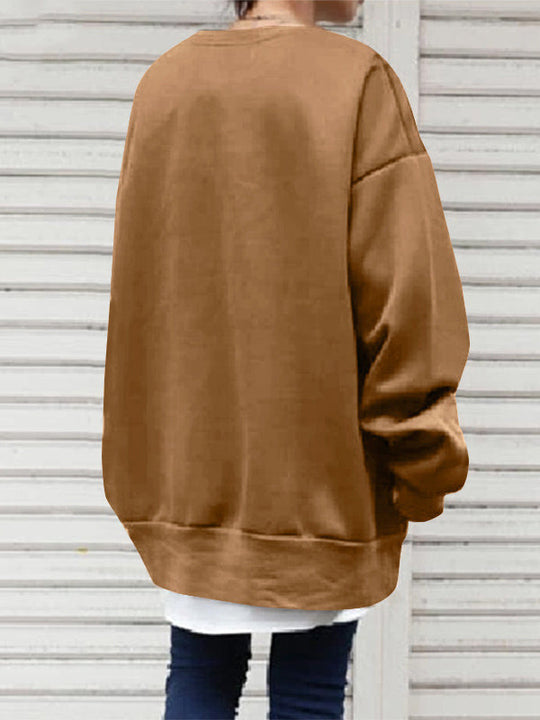 Damen Sweatshirt Mit Rundhalsausschnitt Und Lockerer Passform
