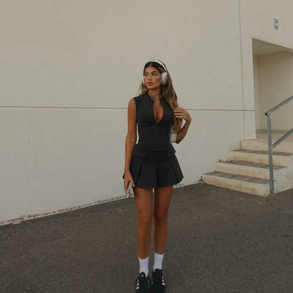 Plissiertes Korsett-Minikleid mit zeitlosem eleganten Stil