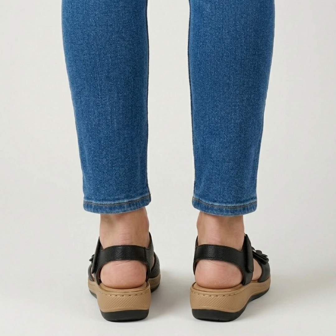 Damensandalen mit Blumenmuster und hohem Komfort