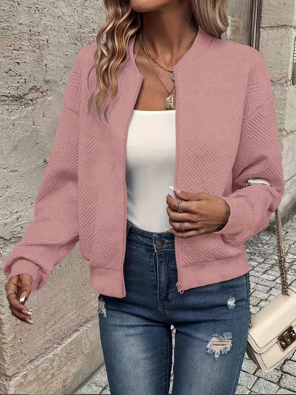 Leichte Übergangsjacke mit Stehkragen und Reißverschluss für Damen