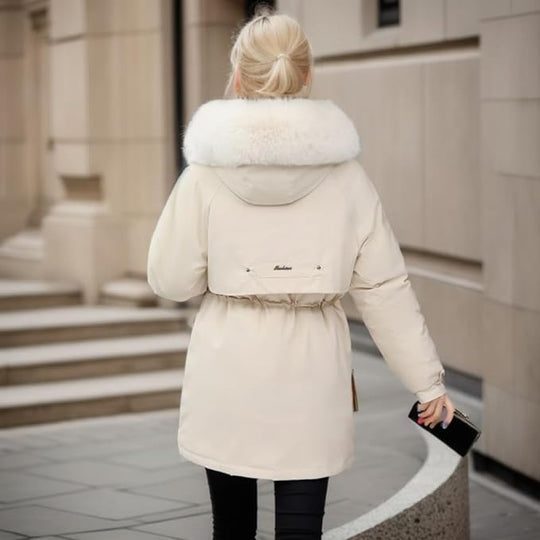 Damen Winterjacke Mit Abnehmbarem Kunstpelz Und Kapuze