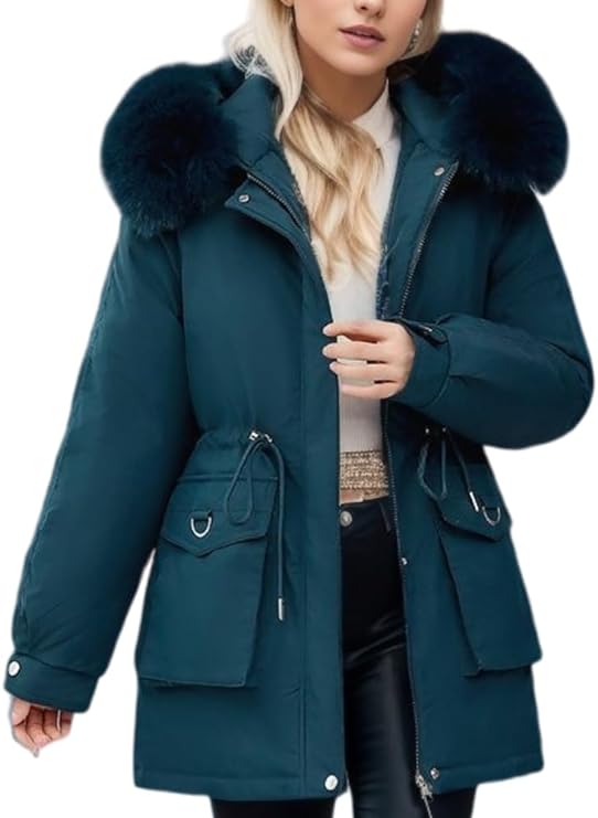 Damen Winterjacke Mit Abnehmbarem Kunstpelz Und Kapuze